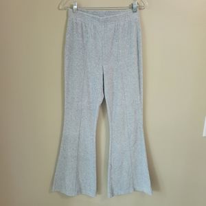 Aerie Groove-On Rib Velour Flare Pants High Rise Gray Size Small